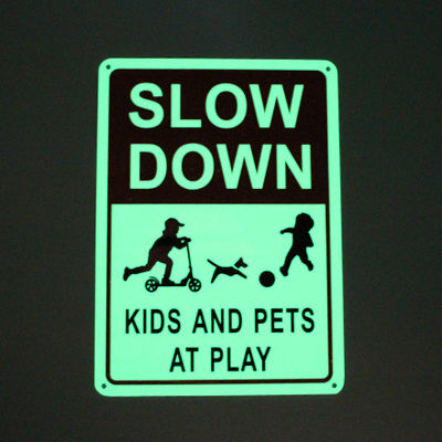 Custom Photoluminescent Safety Products Slow Down Sign Board Kids Playing